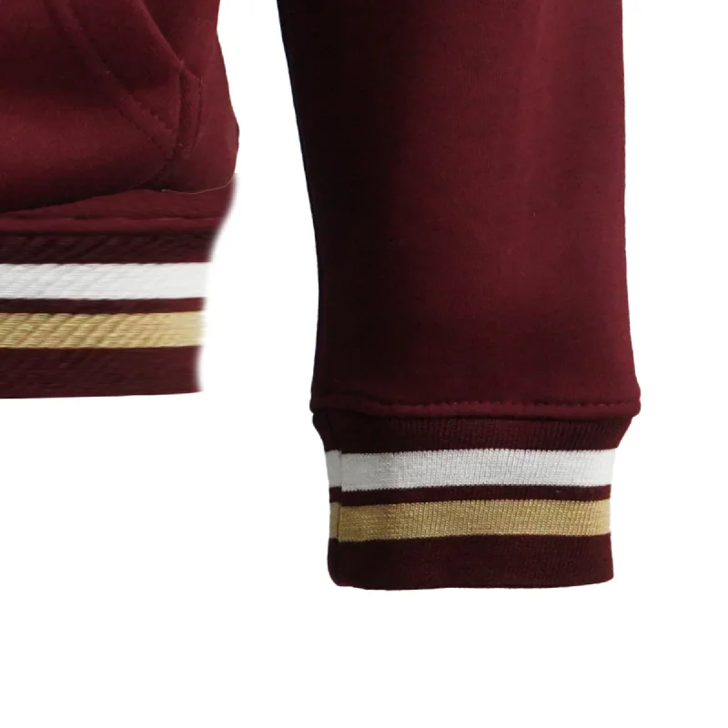 DCFC Striped Cuff Crest Men's Hoodie- Maroon