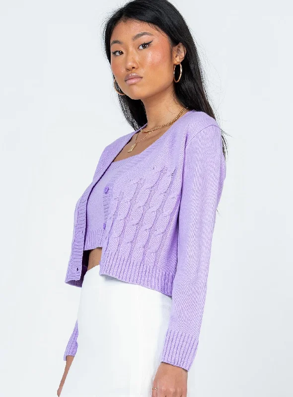 Donita Cardigan Set Purple