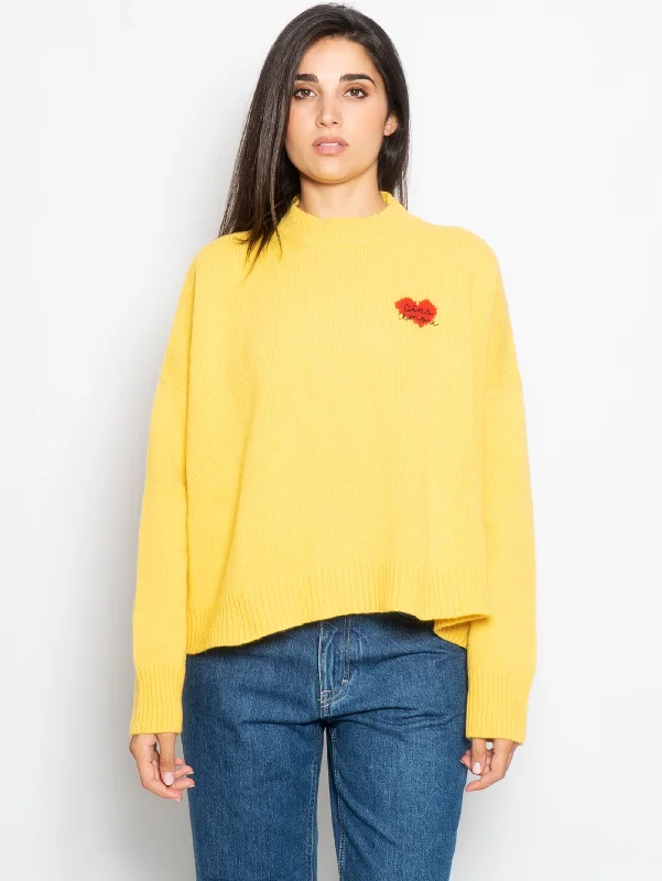 Maglia con Cuore e Ricamo Ciao Amore Giallo