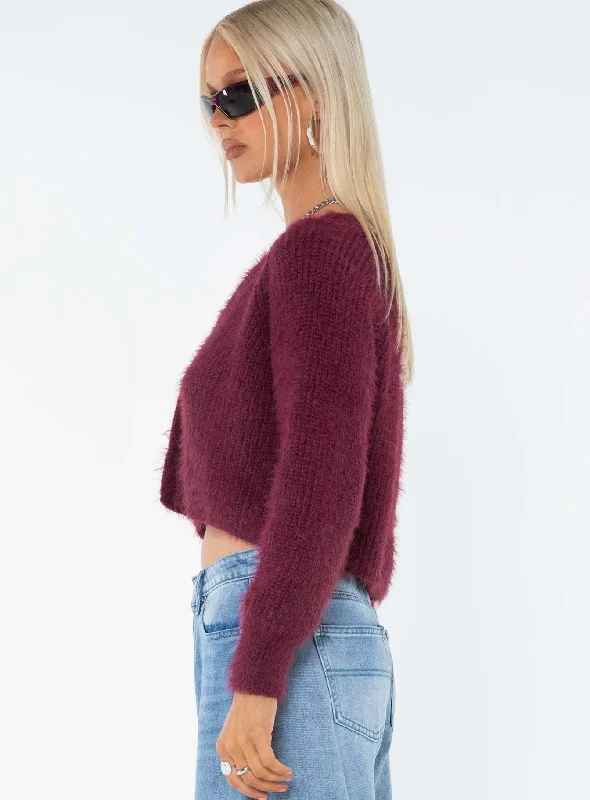 Hatton Cropped Cardigan Burgundy