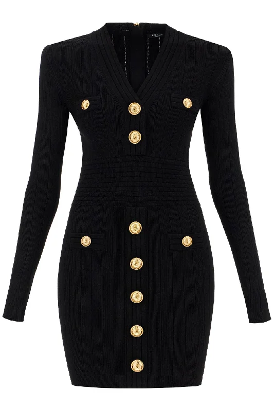 knitted mini dress with buttons DF1R8059KB07 BLACK