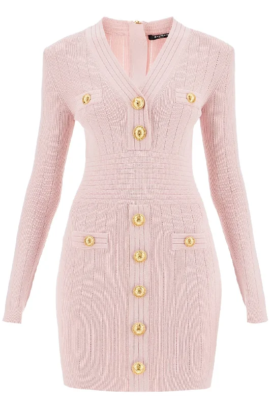 knitted mini dress with buttons DF1R8059KB07 LIGHT PINK