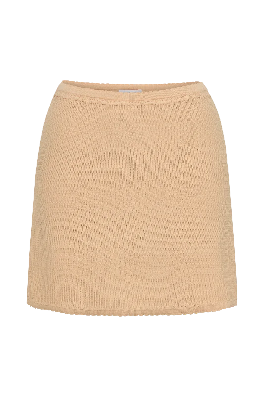 Kyra Waffle Mini Skirt - Apricot