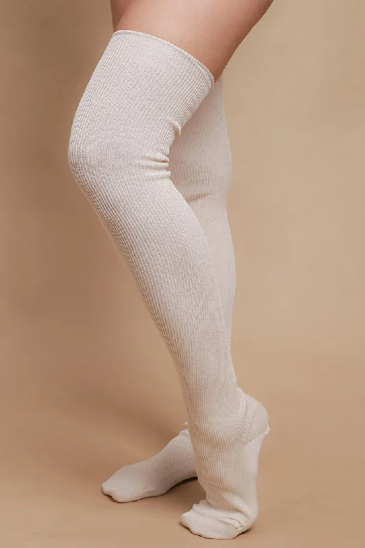 Latex-Free 100% Organic Cotton Thigh-High Socks