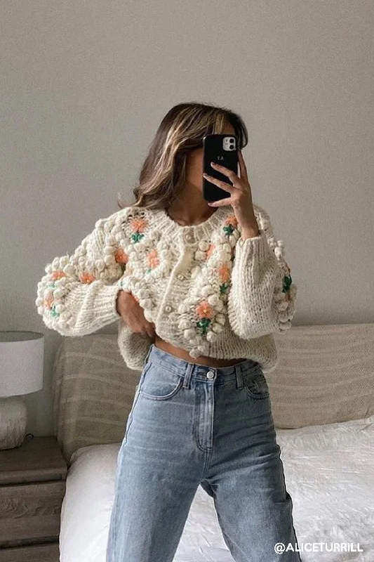 Lily Floral Embroidered Knit Cardigan