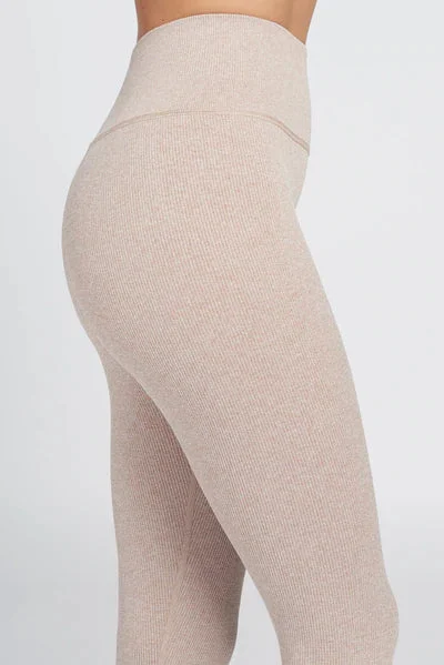 Luna high-waisted rib legging - Beige Melange