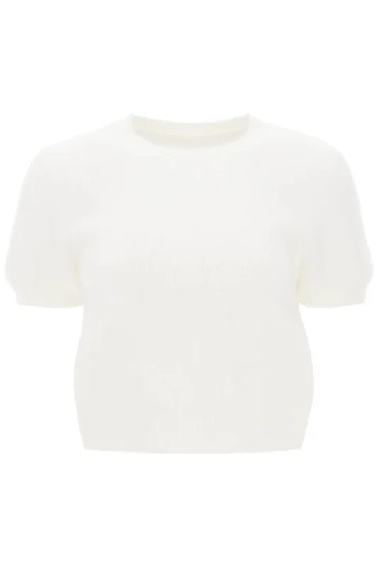 Maison margiela angora wool short-sleeved top S29HL0003 S18269 OFF WHITE