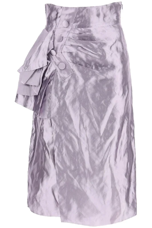 Maison margiela ""metallic satin midi wrap skirt with S51ME0010 S78555 DARK LILAC