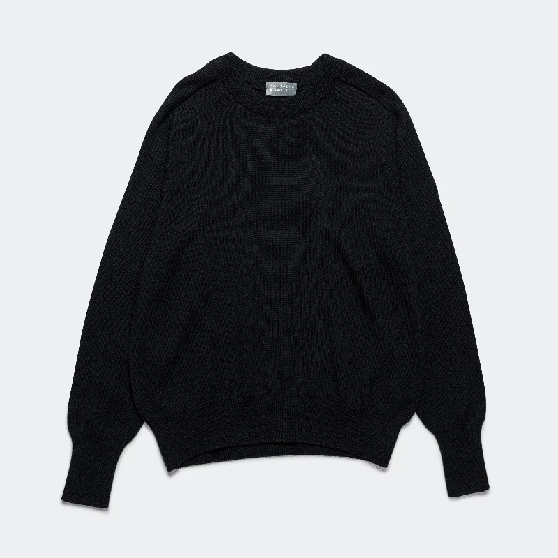 Seamless Crew - Black Pure Wool