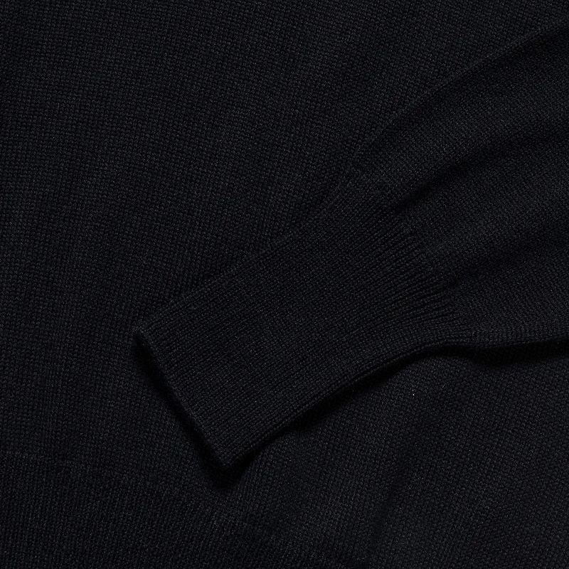 Seamless Crew - Black Pure Wool