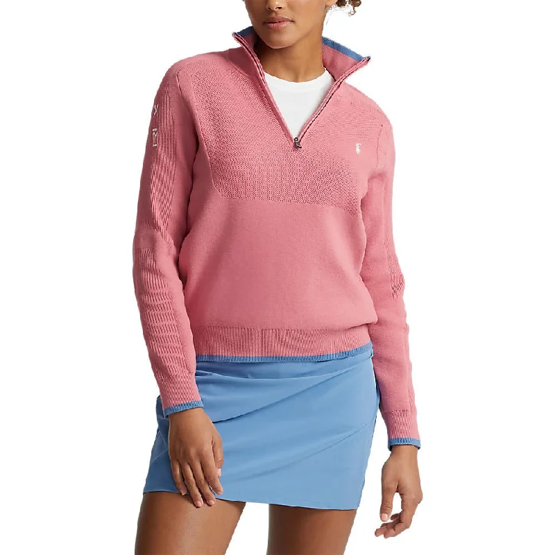 RLX Ralph Lauren Women's Coolmax 1/4 Zip Pullover - Desert Pink/Hatteras Blue