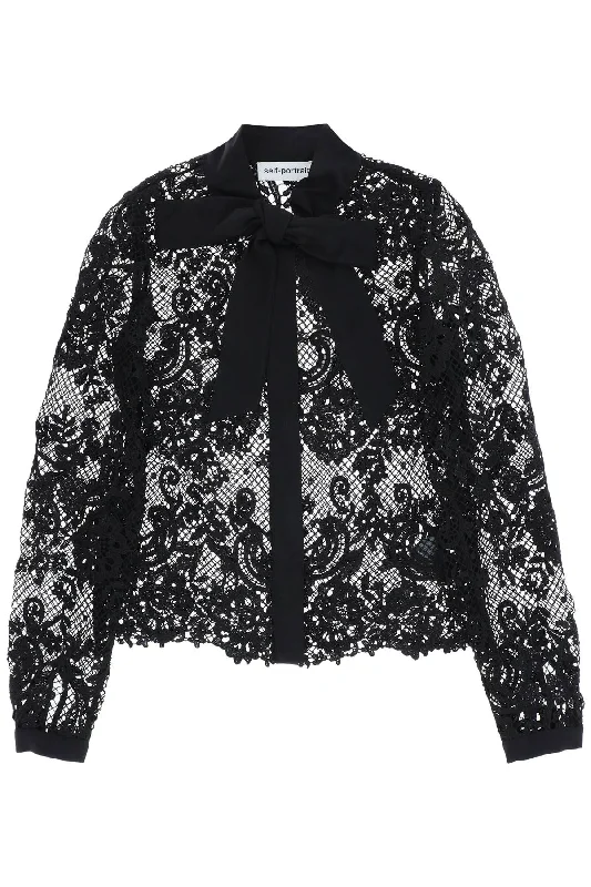 Self portrait floral lace shirt AW23 099TB B BLACK