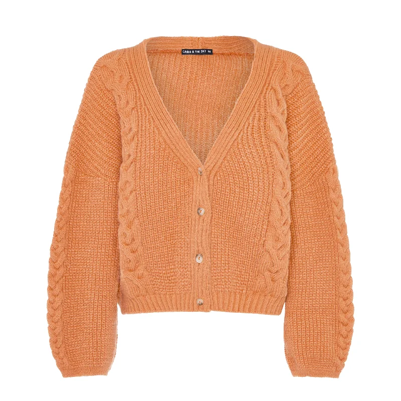 Sienna Cable Co-Ord Cardigan - Apricot