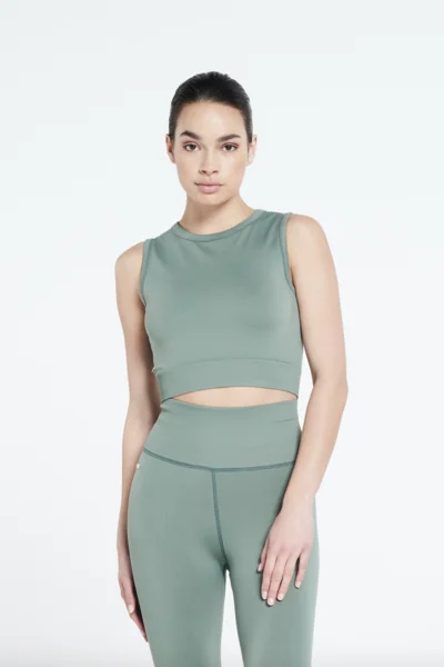 Julia Soft Stretch Sleeveles top - Silvered Olive