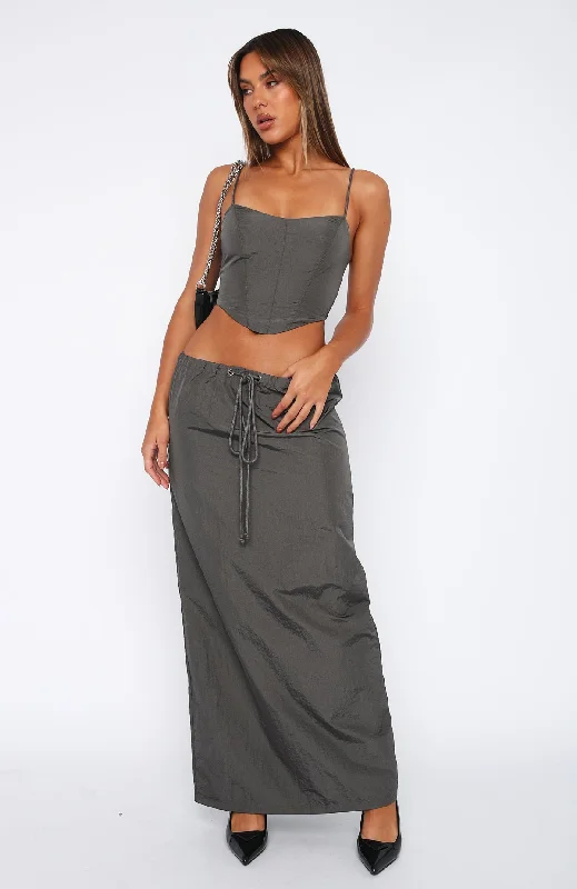 Songs Of Mine Maxi Skirt Charcoal