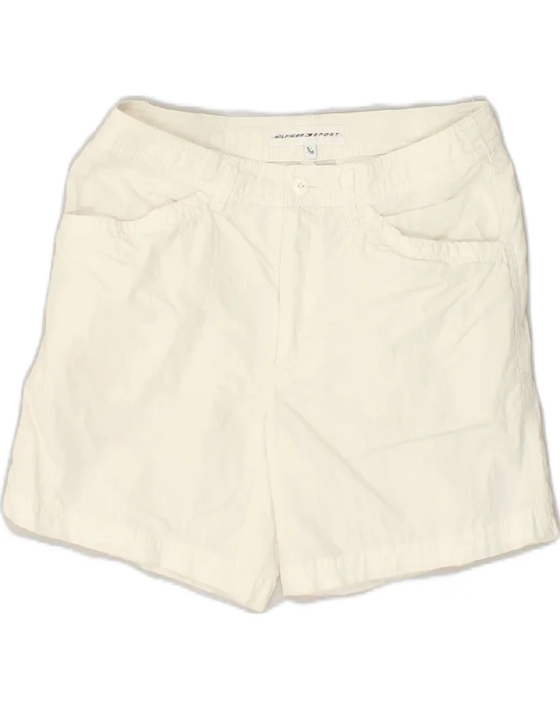 TOMMY HILFIGER Womens Sport Shorts EU 36 Small White Cotton