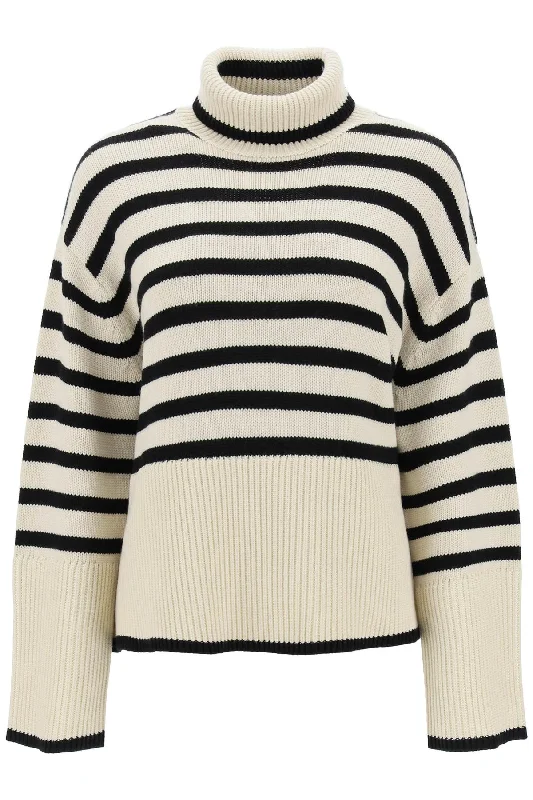 Toteme striped wool cotton turtleneck 212 562 758 LIGHT SAND STRIPE