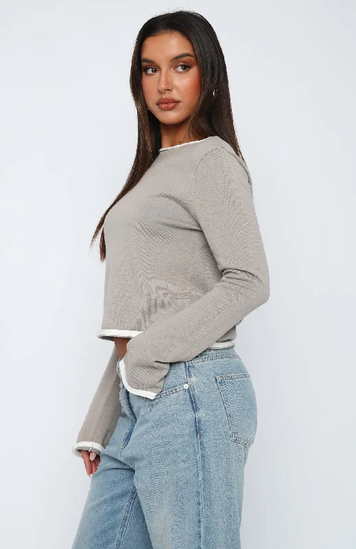 Unique Love Knit Sweater Taupe