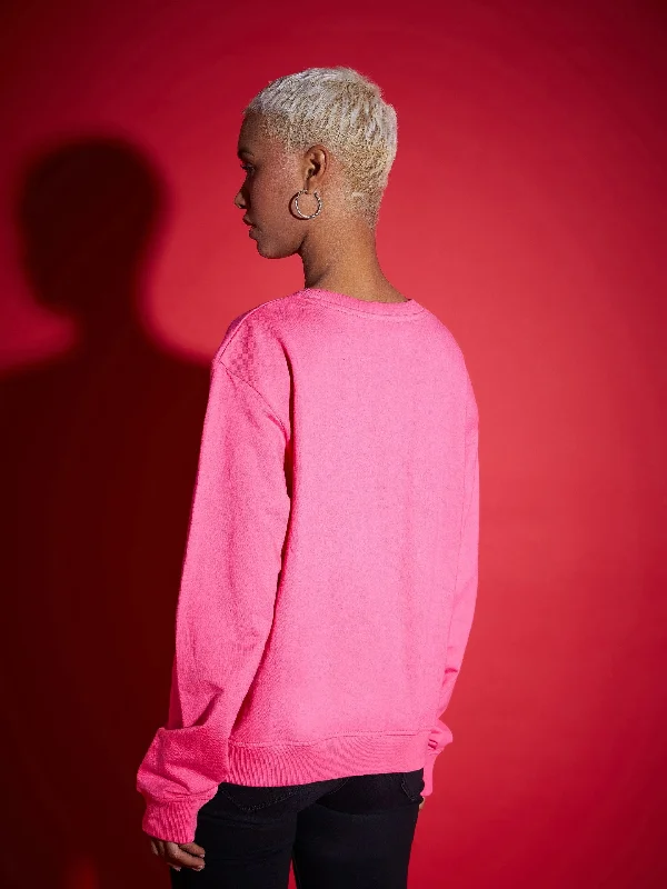 Women Pink Terry All Over Pearl Sweatshirt