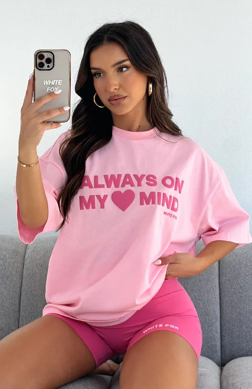 You're Always On My Mind Oversized Tee Pink