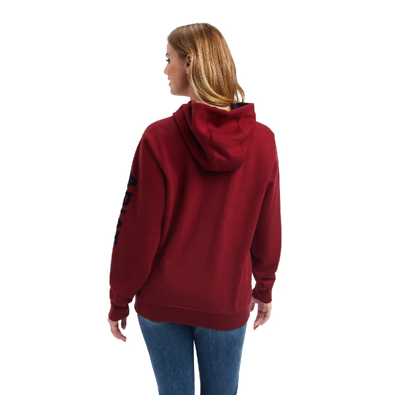 10038909 Ariat Women's REAL Arm Logo Hood Rhubarb