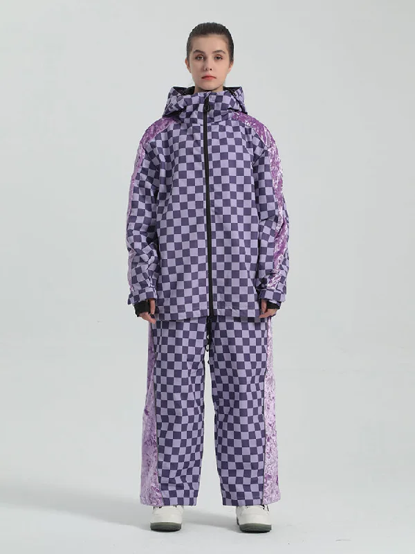 Gsou Snow Women's Plaid Ski Suit